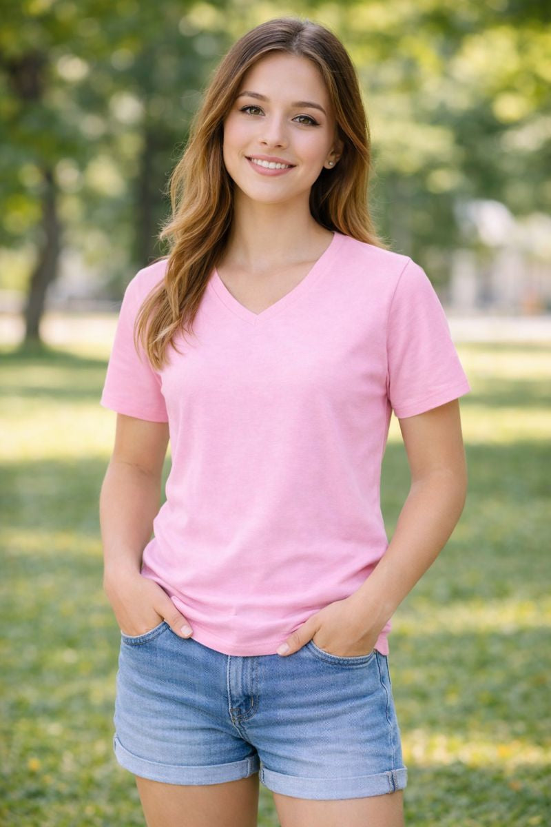 WOMEN V-NECK SHORT SLEEVE PREMIUM TSHIRT