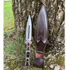 Custom Handmade Dagger Knife with Verzalit Handle | 4116 Stainless Steel Blade | Tactical & Outdoor Fixed Blade Knife with Leather Sheath