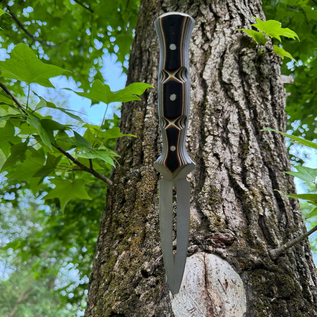 Custom Handmade Dagger Knife with Verzalit Handle | 4116 Stainless Steel Blade | Tactical & Outdoor Fixed Blade Knife with Leather Sheath