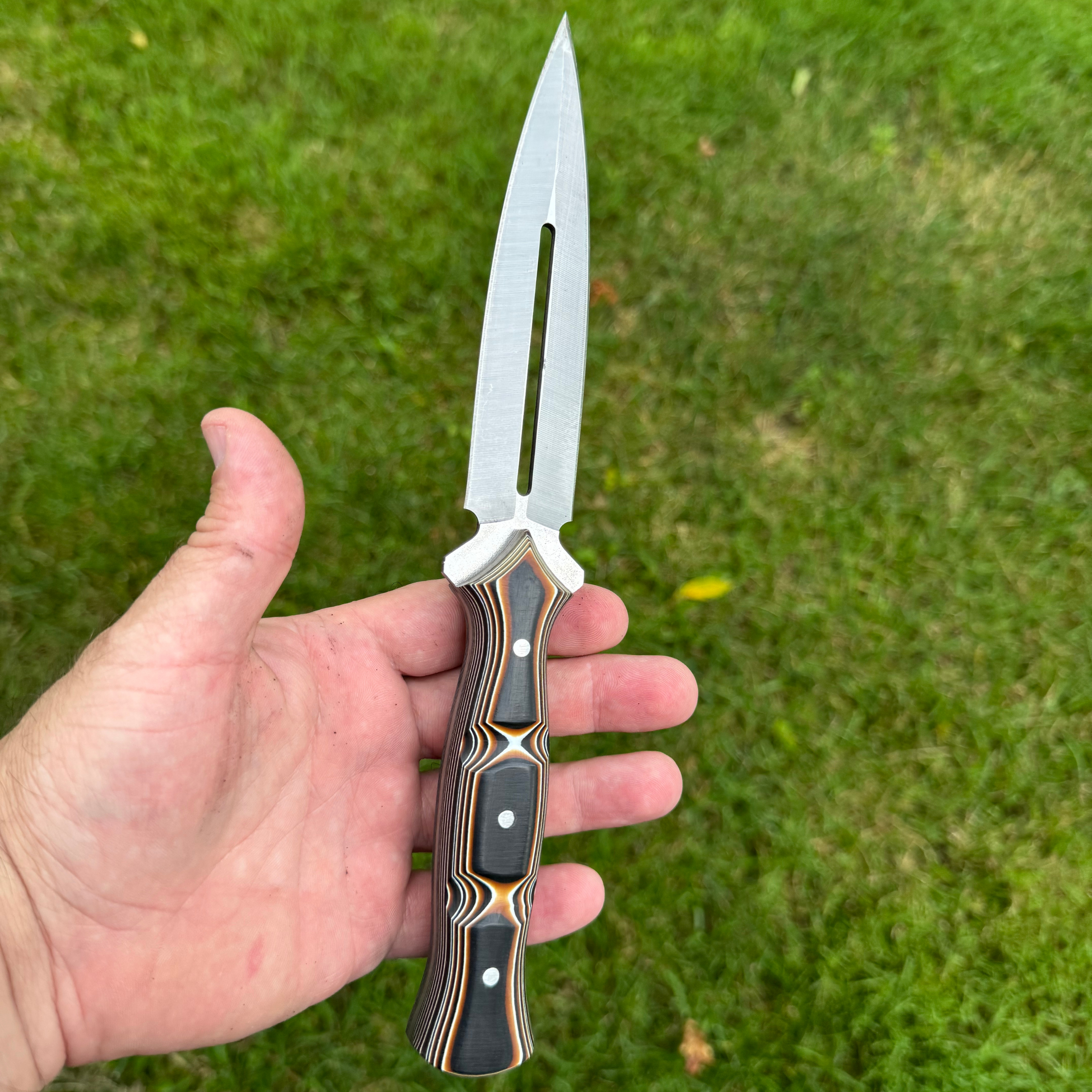 Custom Handmade Dagger Knife with Verzalit Handle | 4116 Stainless Steel Blade | Tactical & Outdoor Fixed Blade Knife with Leather Sheath