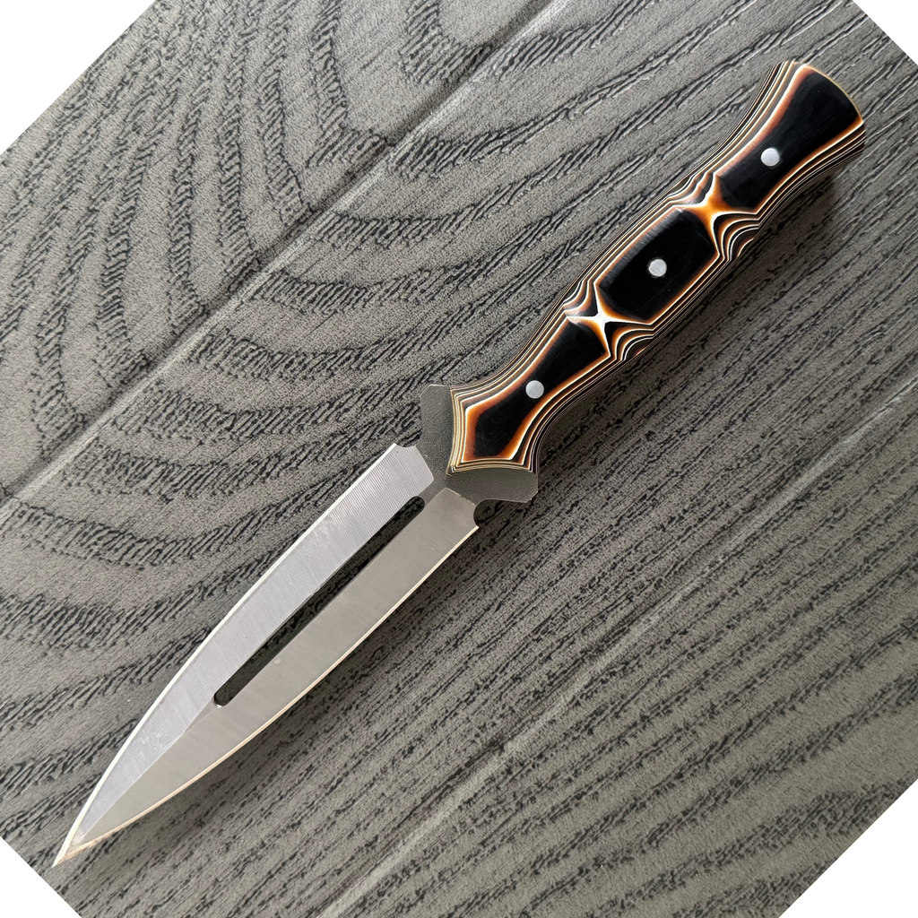 Custom Handmade Dagger Knife with Verzalit Handle | 4116 Stainless Steel Blade | Tactical & Outdoor Fixed Blade Knife with Leather Sheath