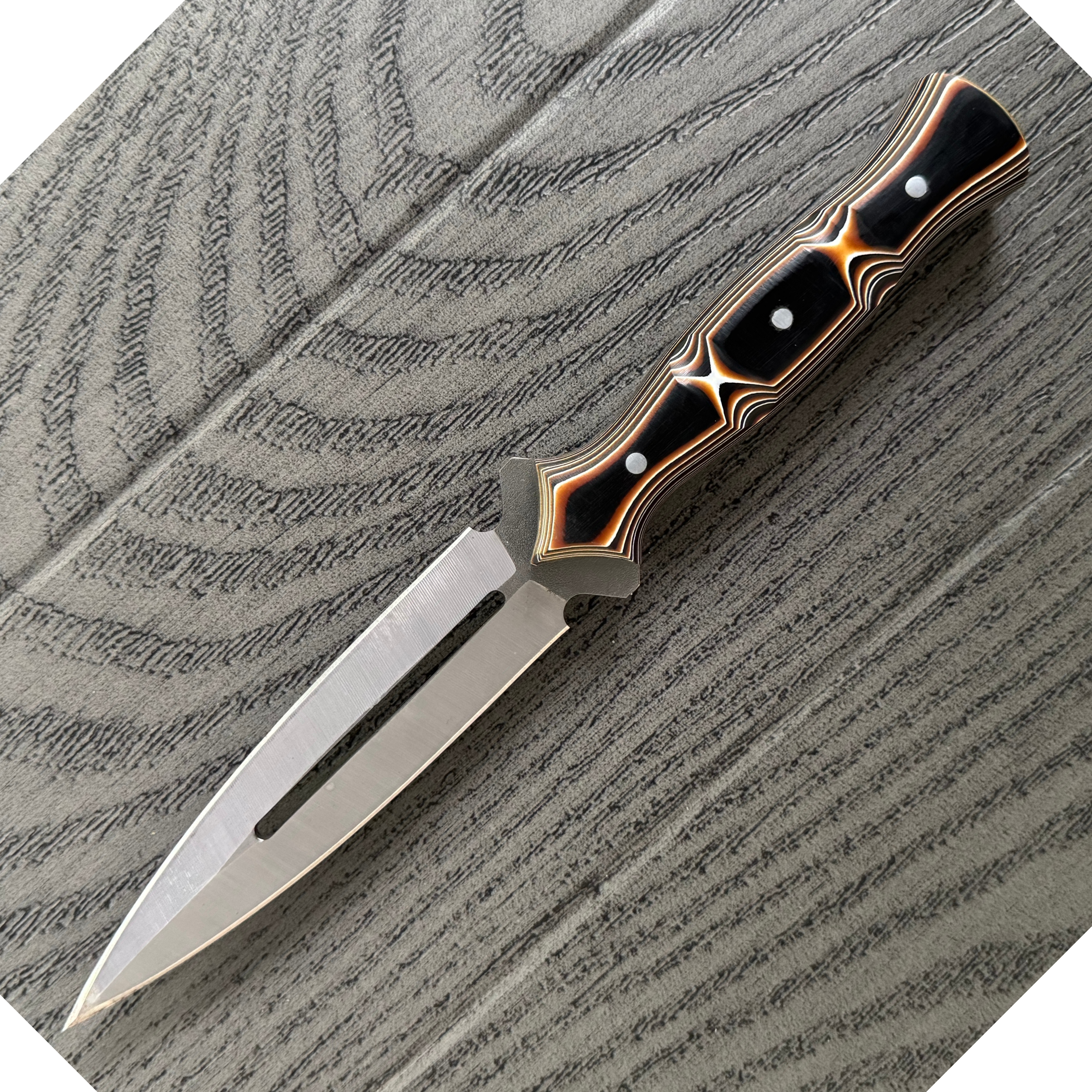 Custom Handmade Dagger Knife with Verzalit Handle | 4116 Stainless Steel Blade | Tactical & Outdoor Fixed Blade Knife with Leather Sheath