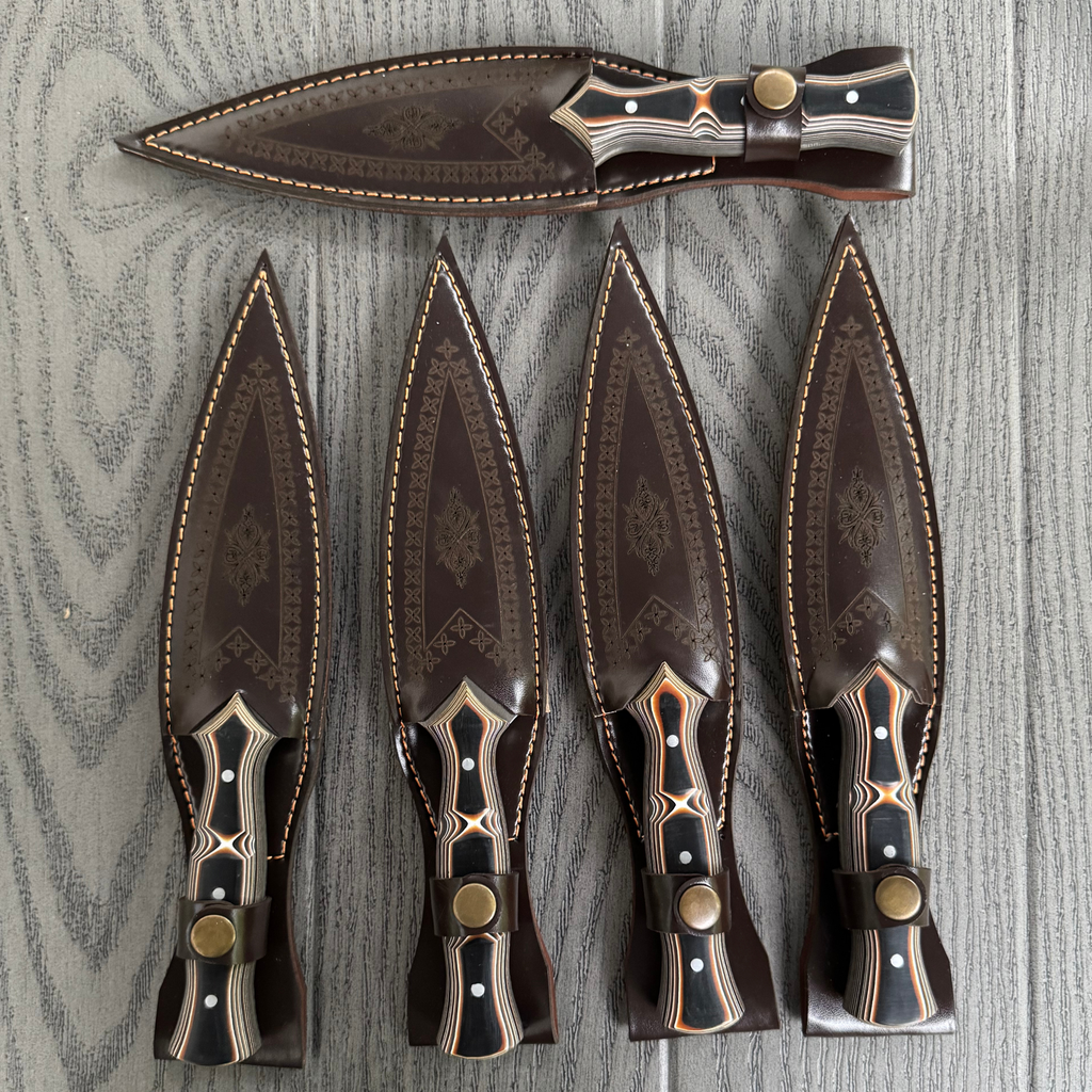 Custom Handmade Dagger Knife with Verzalit Handle | 4116 Stainless Steel Blade | Tactical & Outdoor Fixed Blade Knife with Leather Sheath