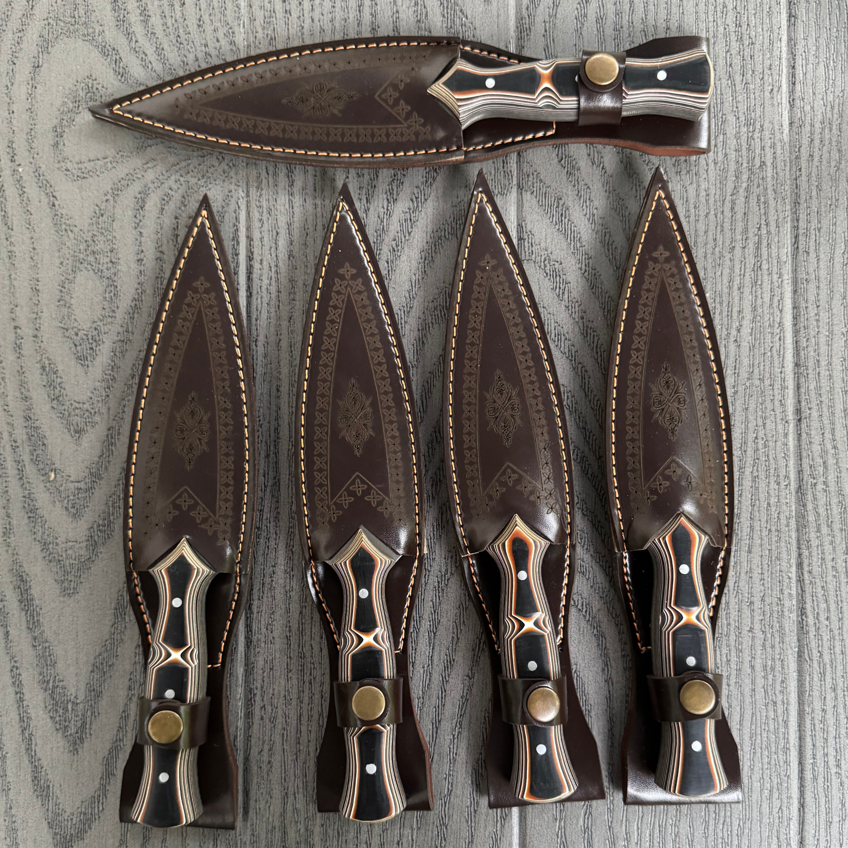 Custom Handmade Dagger Knife with Verzalit Handle | 4116 Stainless Steel Blade | Tactical & Outdoor Fixed Blade Knife with Leather Sheath