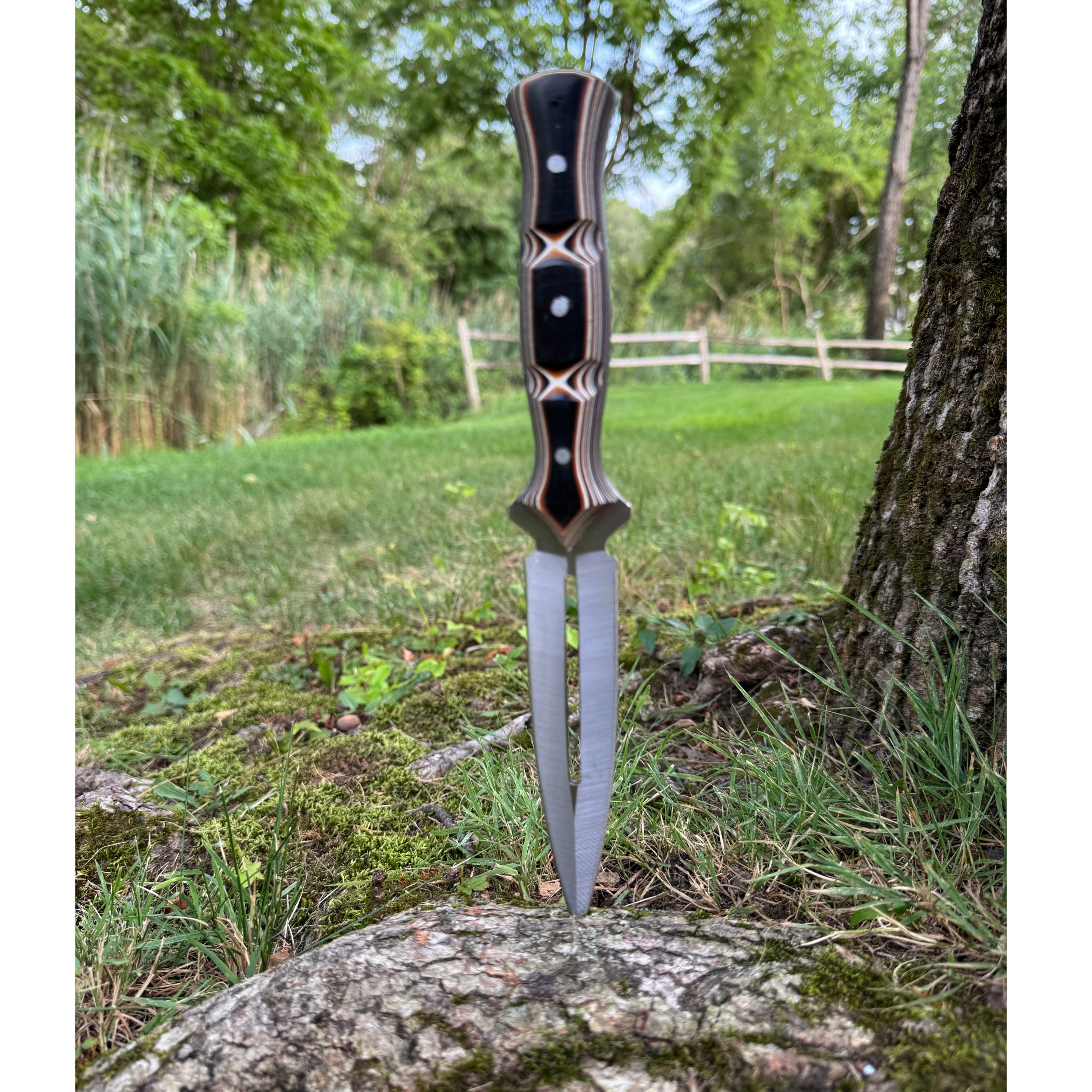 Custom Handmade Dagger Knife with Verzalit Handle | 4116 Stainless Steel Blade | Tactical & Outdoor Fixed Blade Knife with Leather Sheath