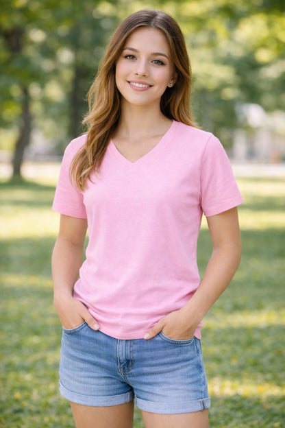 WOMEN V-NECK SHORT SLEEVE PREMIUM TSHIRT