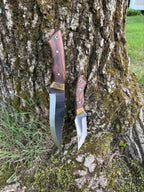 Handcrafted Curved Blade Knife Set | Full Tang Hunting Knives with Wood Handles and Leather Sheath | Outdoor Survival Gear