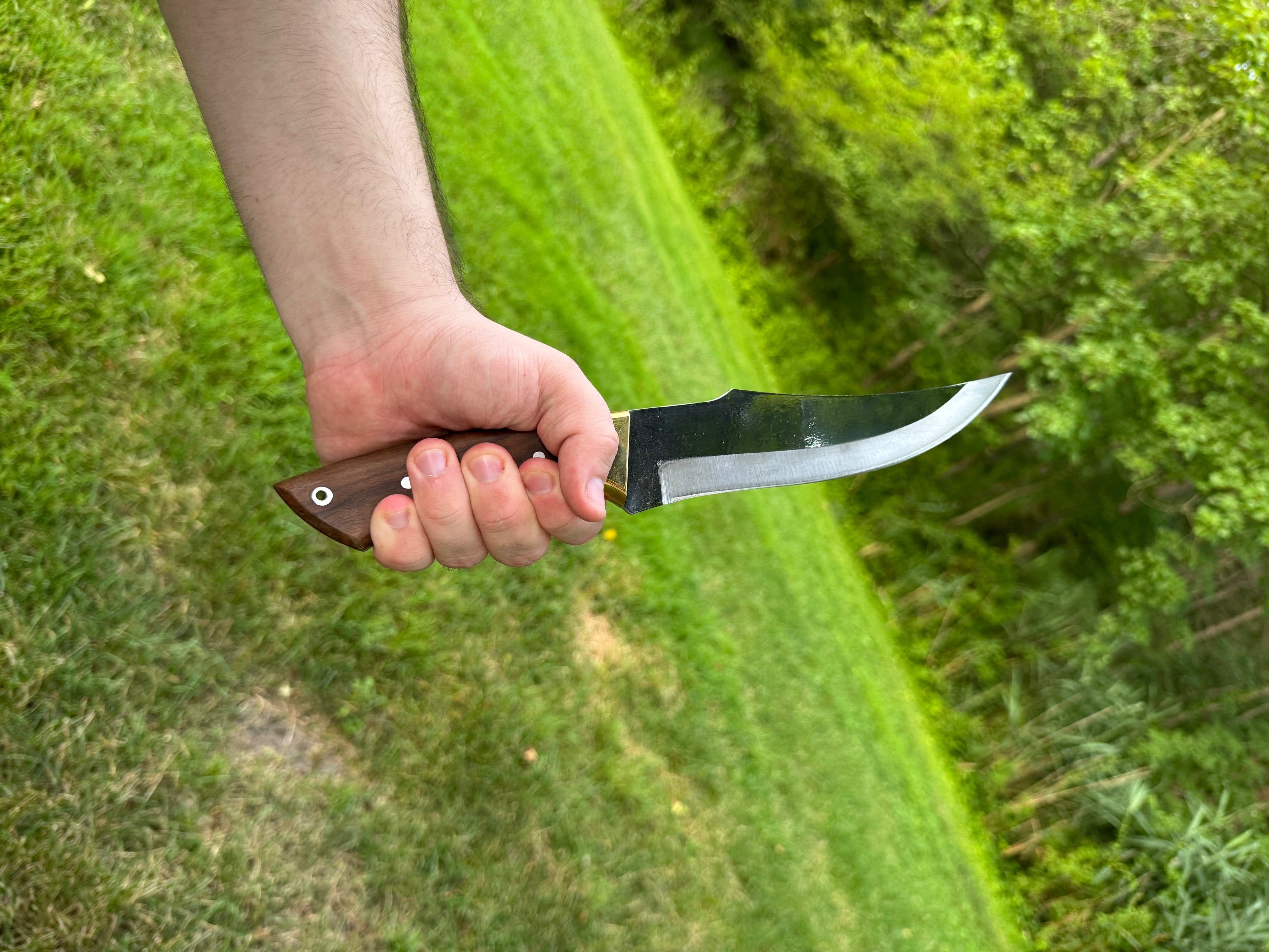 Handcrafted Curved Blade Knife Set | Full Tang Hunting Knives with Wood Handles and Leather Sheath | Outdoor Survival Gear