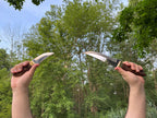 Handcrafted Curved Blade Knife Set | Full Tang Hunting Knives with Wood Handles and Leather Sheath | Outdoor Survival Gear