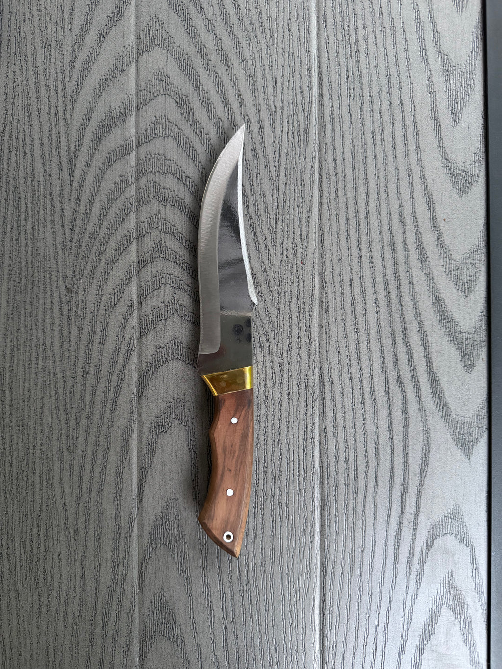 Handcrafted Curved Blade Knife Set | Full Tang Hunting Knives with Wood Handles and Leather Sheath | Outdoor Survival Gear