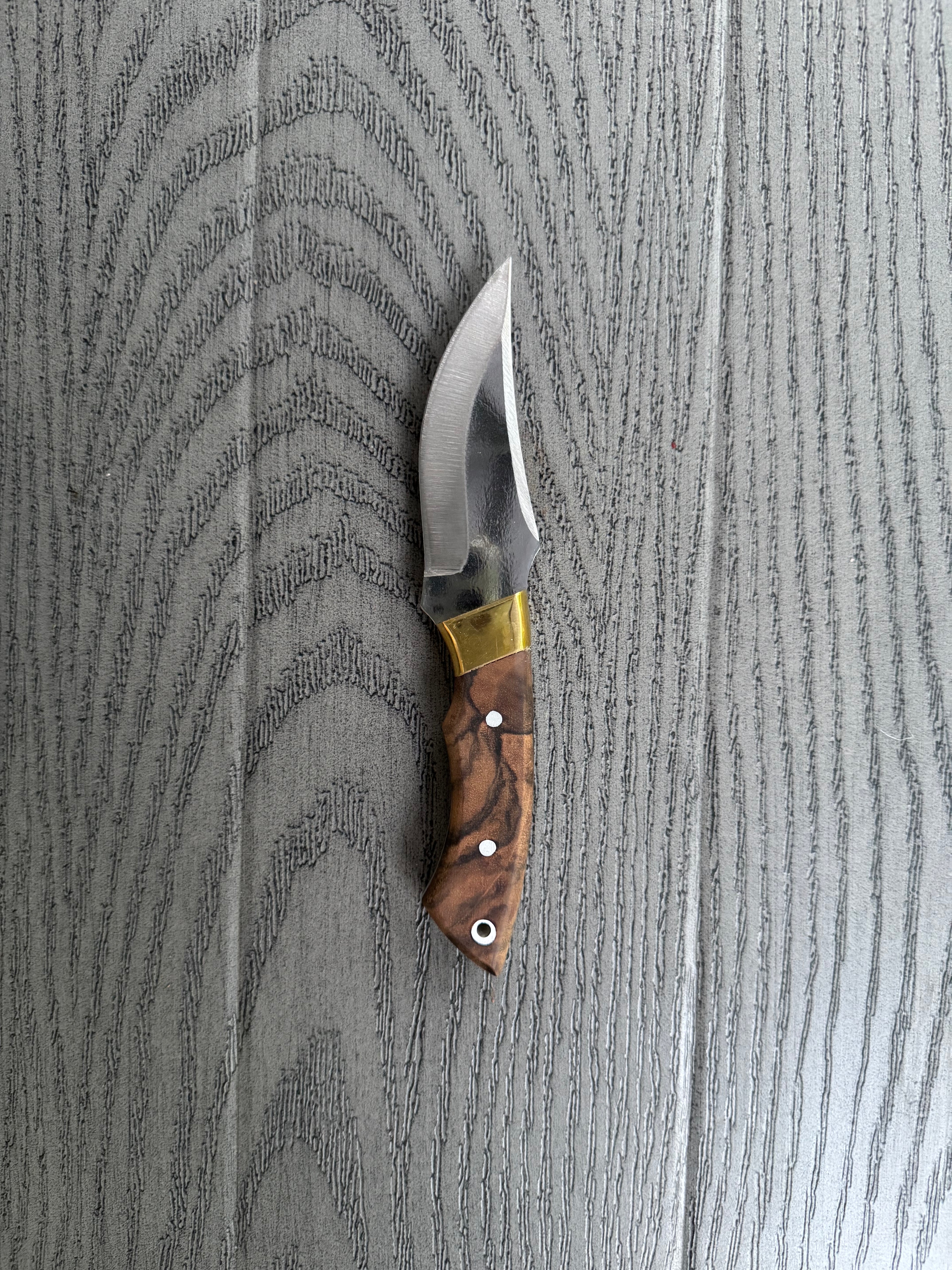 Handcrafted Curved Blade Knife Set | Full Tang Hunting Knives with Wood Handles and Leather Sheath | Outdoor Survival Gear