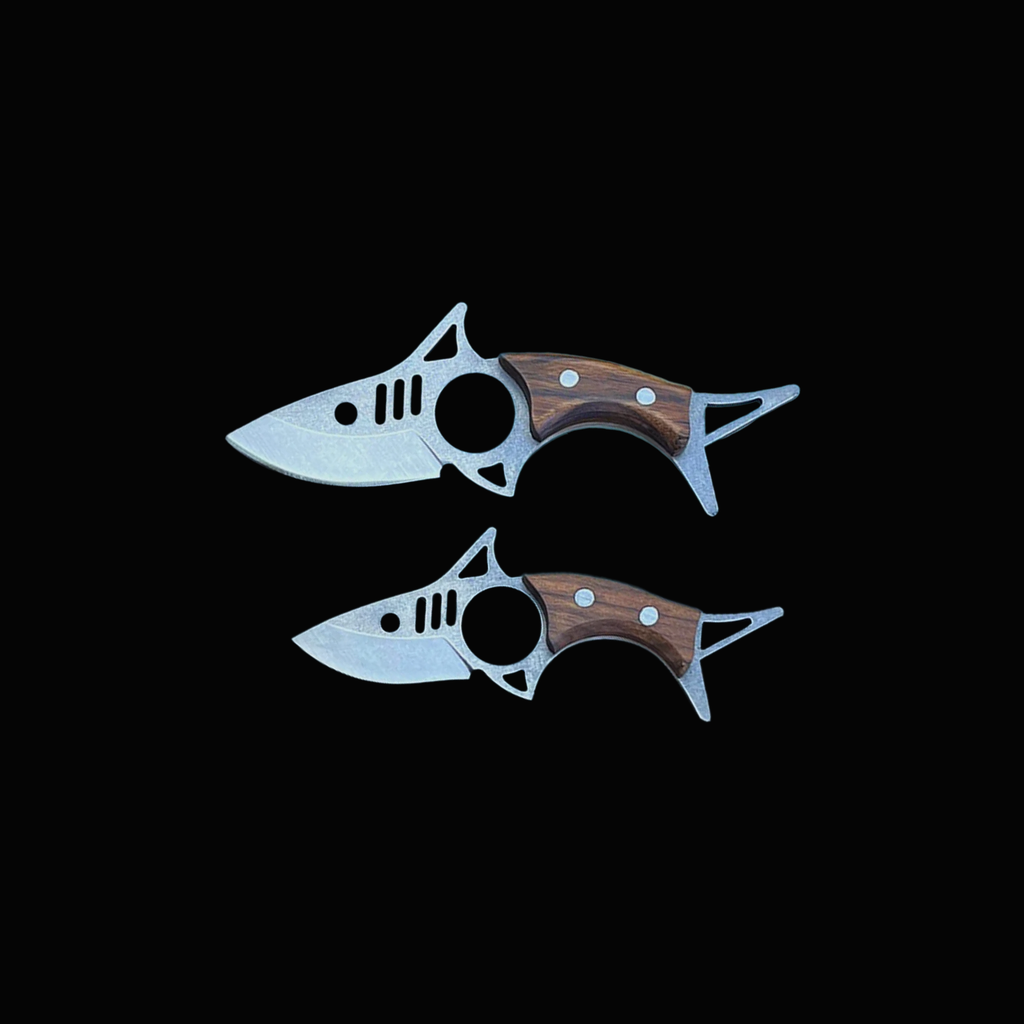 Handmade Fish Shape Neck Knife with Leather Sheath – Mini EDC Pocket Knife, Wood Handle Collectible Knife, Gift for Outdoor & Fishing Lovers