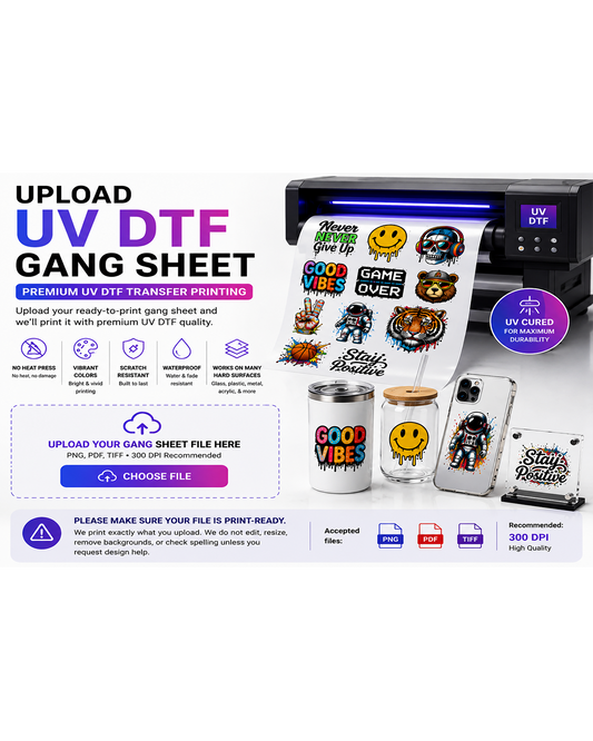 Upload UV DTF Transfer Gang Sheet