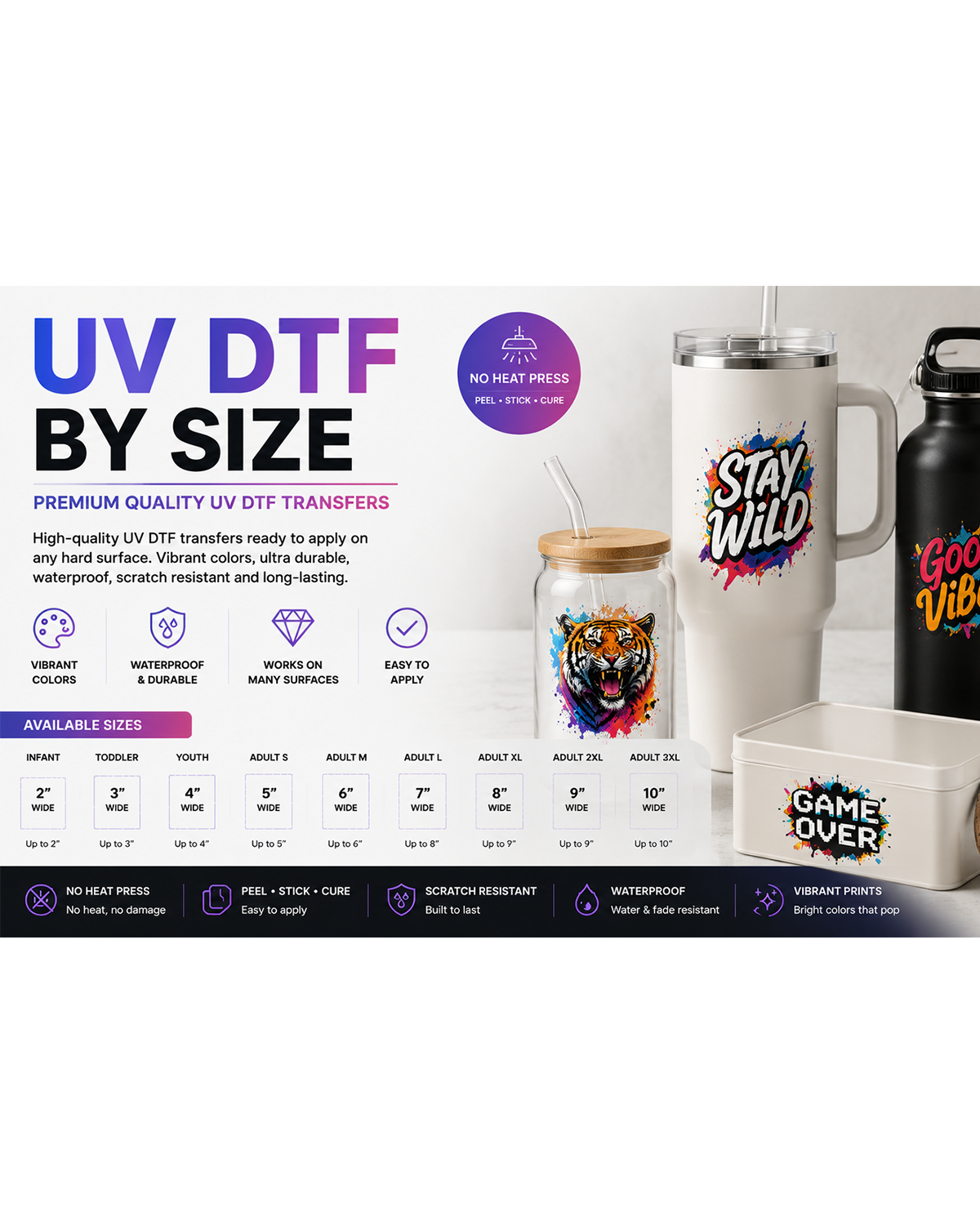 UV DTF Transfer By Size