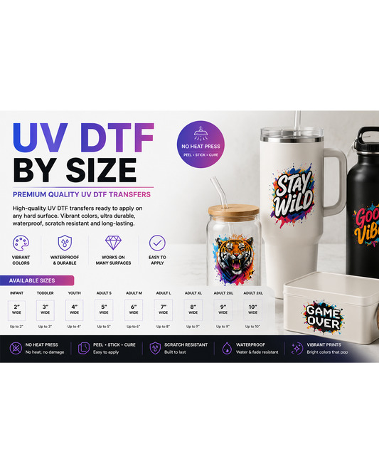 UV DTF Transfer By Size